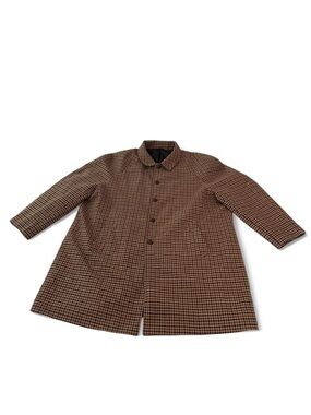 Men 3XL Ralph Lauren size 64 Brown and beige houndstooth trench coat